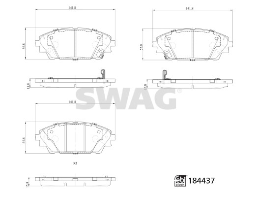 SWAG 33 10 9371 Sada brzdových platničiek kotúčovej brzdy